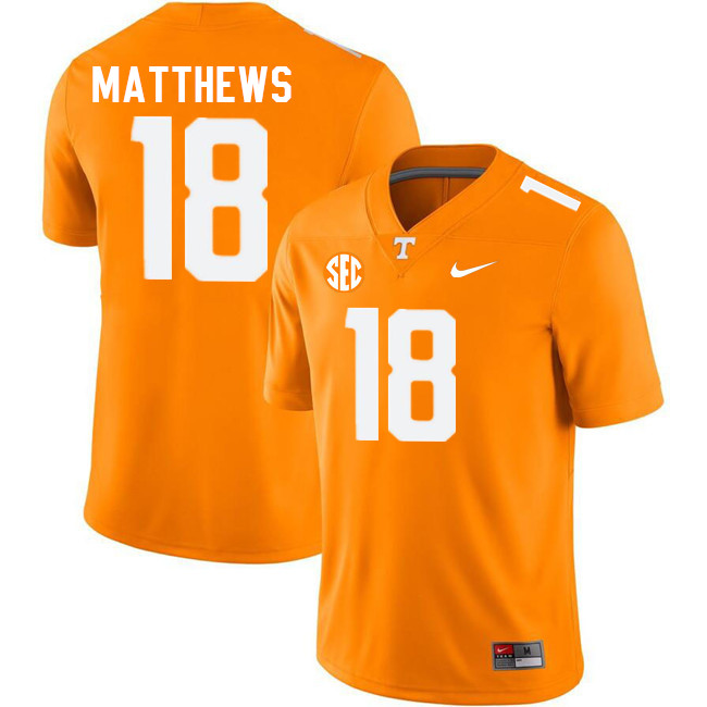 Men #18 Jordan Matthews Tennessee Volunteers College Football Jerseys Stitched Sale-Orange - Click Image to Close